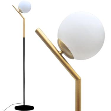 Imagem de Gimpo, Luminária Piso Chão 164cm Jabuticaba Globo Vidro 15cm Poste Coluna Gimpo KJTD-707-GOLD-PRETO