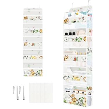 Imagem de Clastyle Elefante leão infantil organizador de folhas tropicais, 5 prateleiras, armário, berçário, prateleiras, roupas, fraldas, bichinhos de pelúcia, armazenamento de brinquedos essenciais para bebês