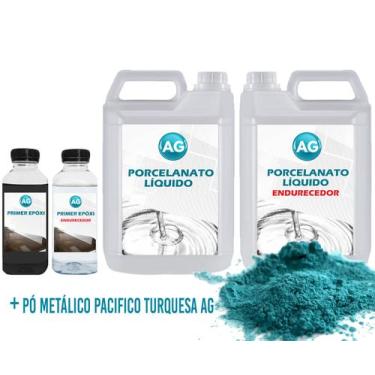 Imagem de Kit Porcelanato Líquido Metálico Pacifico Turquesa AG por M² - Resinas
