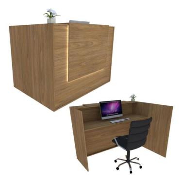 Imagem de Balcão em L Recepção 131cm Freijó Syncro - Premium - Mod 2.1 - Marcena