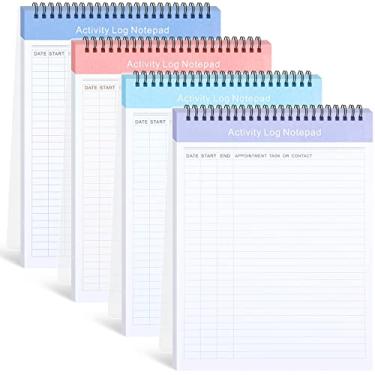 Imagem de Kisston Bloco de notas com 4 peças, 200 folhas, livro de atividades de 200 x 28 cm, lista de tarefas, caderno de anotações, encadernado em espiral, caderno de reuniões para aumentar a produtividade e gerenciar a lista de verificação do trabalho