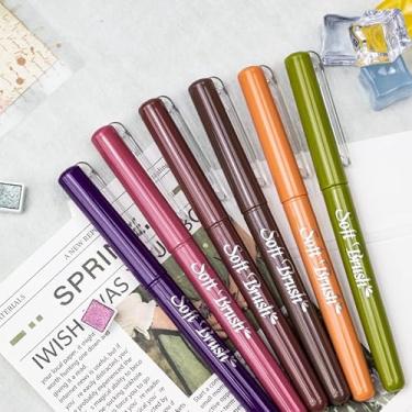 Imagem de Guangna Pacote com 6 canetas artísticas com ponta de pincel, conjunto de canetas à base de água, adequado para caligrafia iniciante e criação de arte de letras - "Bi An"