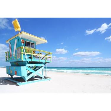Imagem de Baocicco Cabana de salva-vidas à beira-mar 2,1 x 1,5 m, pano de fundo, ondas do mar, areia, praia, fotografia, casamento, lua de mel, festa de aniversário, lazer, festa de verão, férias, meninas