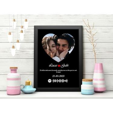 Imagem de Quadro Casal personalizado de vidro decorativo amigos e família casal coração com fotos para namorado ou namorada ou casamento