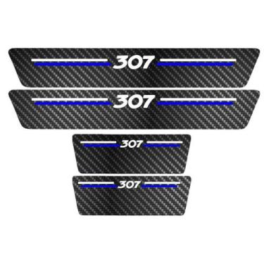 Imagem de Kit Soleira Protetora Porta Premium Blue Carbono - 307 - Jhow Adesivos