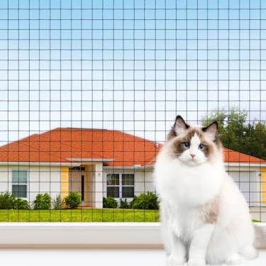 Imagem de YeeBeny Varanda de rede para gatos, rede de segurança reforçada com fio de aço de 3 x 3 m para gatos, rede de proteção de varanda para gatos, rede antiqueda para varanda para animais de estimação