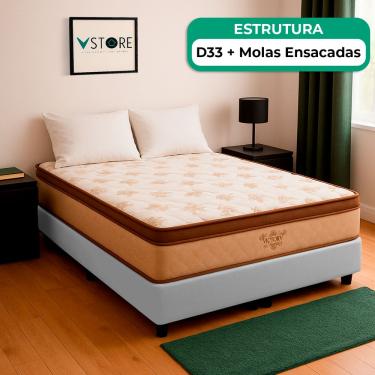 Imagem de Cama Box Viúvo Branco e Colchão Four Season Molas Vstore
