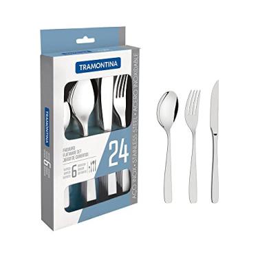 Imagem de Faqueiro Tramontina Cosmos em Aço Inox com Facas para Churrasco Acabamento em Brilho 24 Peças