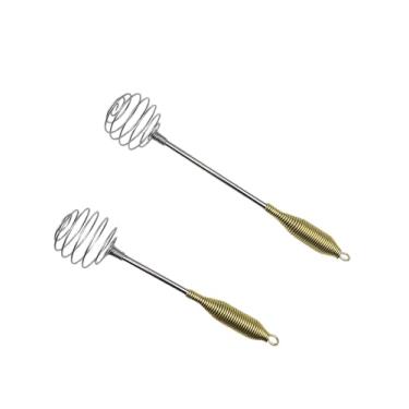 Imagem de HSHQING Pacote Com 2 Batedores De Ovos Mola E Cabo Espiral Dourado, Batedor Mão Tipo Balão, Fácil Segurar Para Bater, Misturar Bater Rapidamente