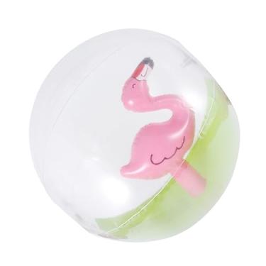 Imagem de Milisten Bola de praia inflável divertida com estampa de flamingo bolas de praia transparentes para piscina e festa, inclui bomba de cor aleatória