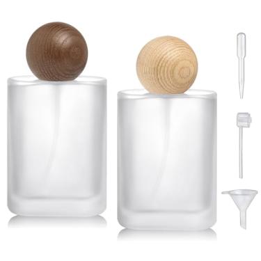 Imagem de Yerpkefey Atomizador de perfume de vidro de 30 ml, frasco de perfume vintage, vazio, recarregável, 2 unidades, Fosco, A2-50 ml