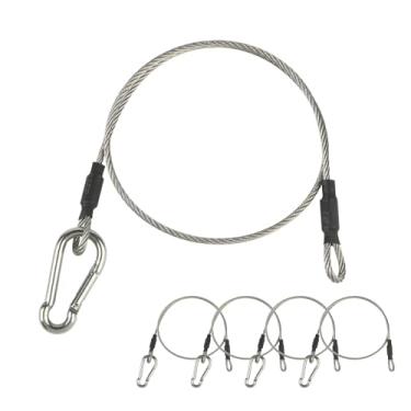 Imagem de LAICCUM Cabos De Segurança Para Iluminação Palco, 1/8", Pacote Com 5, Cordas Aço Inoxidável 304, Prevenção Quedas Dj, Trava Bagagem, Mosquetão