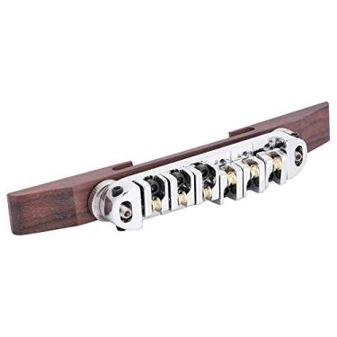 Imagem de Roller Rosewood Guitar Bridge para 6 String Sg Jazz Guitarra, Tamanho Ajustável e Distância de Exclusão, ótimo Substituto para Amante de Guitarra, Liga de Cobre-zinc, Preto (Prata)