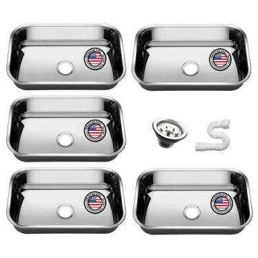 Imagem de Kit 5 Cubas Inox 430 Pia De Cozinha 56x34x17 Caixa Atacado - American 