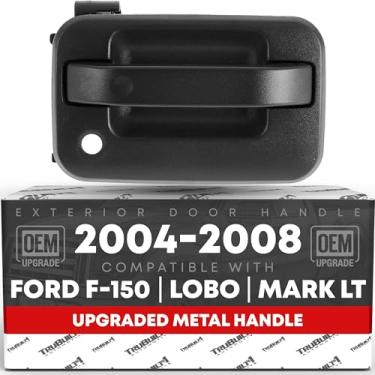 Imagem de Maçaneta externa da porta do passageiro, metal atualizado - compatível com Ford F-150, 04-14 Ford Lobo 2004-2014, Lincoln Mark LT (México) - preto texturizado com fechadura - OEM 9L3Z-1522404-BA-MT,