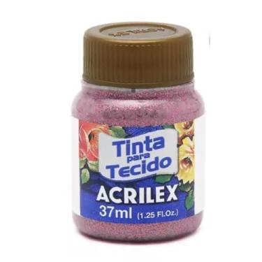 Imagem de Tintas para Tecido com Glitter Acrilex 37ml – Brilho Intenso, Alta Cobertura e Fixação a Frio para Suas Criações acabamento cintilante, alta cobertura e durabilidade superior, sendo ideais para customização de roupas, acessórios, peças decorativas e projetos artísticos em geral. (Rose 214)