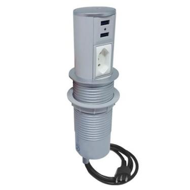 Imagem de Mini Torre Totem Automatico 1 Tomada 20a 2 Usb - Cinza - QTMOV