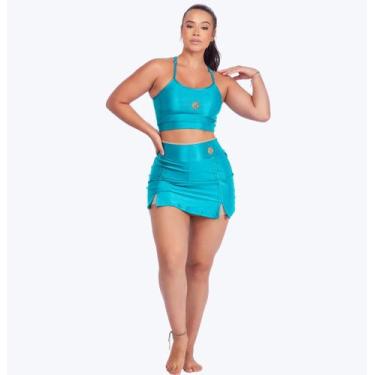 Imagem de Conjunto De Beach Tennis Treino Musculação Bicolor Leve Canelado Top A