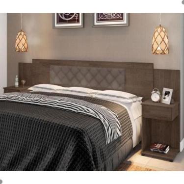 Imagem de Cabeceira Box Bruna Chocolate com Capitonê Bege Escuro - CASA H