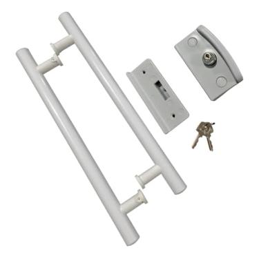 Imagem de Kit Fech Blindex Porta De Correr V/a+pux Tubh 30 Entre Furos - Branco