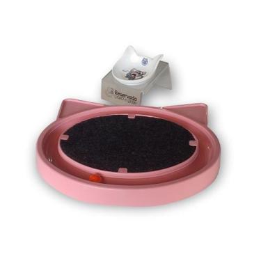 Imagem de Kit Comedouro Elevado Transparente + Brinquedo Interativo com Bolinha 