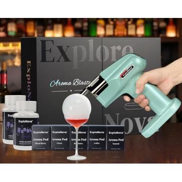 Imagem de Pistola de fumaça para coquetel com 5 cápsulas aromáticas de sabor (10 ml) e bolhas comestíveis (250 ml), kit para fumar e fumar, decoração de bebidas para bar para uso doméstico, presente para barman