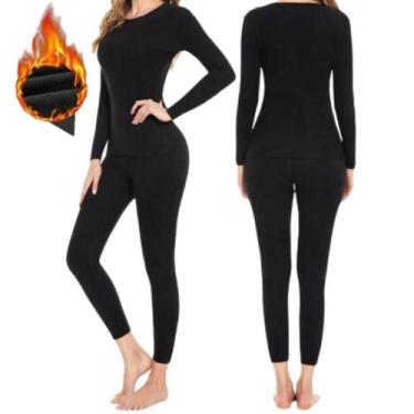 Imagem de Conjunto Calça Térmica Flanelada E Blusa Térmica Feminina Tamanho Únic