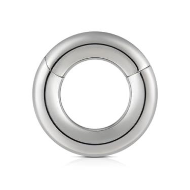 Imagem de FINE4U Argola articulada de calibre grande 6G, 8G, 10G, 10 mm, 12 mm, 14 mm, 16 mm - ASTM F136 de titânio clicker para septo, alongamento do lóbulo, joia de piercing corporal hipoalergênica sem níquel, 3/8"(10mm), Titânio, Sem pedras preciosas