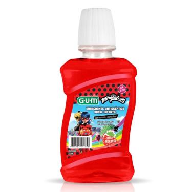 Imagem de Enxaguante Antisséptico Bucal Infantil GUM Miraculous Flúor Anticarie Morango 250ml