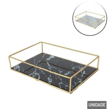 Imagem de Bandeja Decorativa Metal 23cm Fundo de Vidro Color - Tudo em Caixa - G