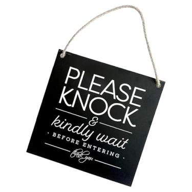 Imagem de Fenteer Placa de porta elegante, por favor, bata, resistente, reversível, pendurada, não perturbe, dupla face, para cafeteria, reunião, loja