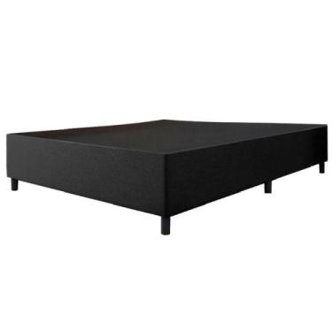 Imagem de Cama Box Base Casal Queen 1,58m Suede Marsala Preto - Esplanada Móveis