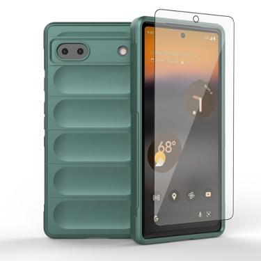 Imagem de Asuwish Capa de celular para Google Pixel 6A 5G 2022 com protetor de tela de vidro temperado e TPU macio, fina, à prova de choque, proteção de silicone, acessórios Pixel6A A6 para mulheres, homens,