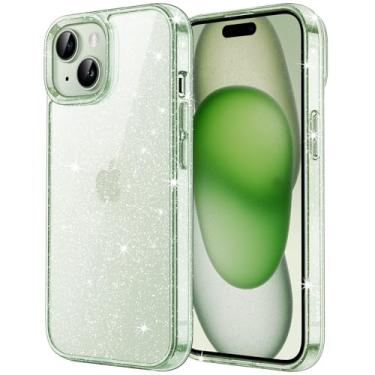 Imagem de JETech Capa Glitter para iPhone 15 6,1 Polegadas, Case para Telefone Parachoque Brilho Cintilante à Prova de Choque, Capinha Bonitinho Cintilante para Mulheres e Meninase (Verde)