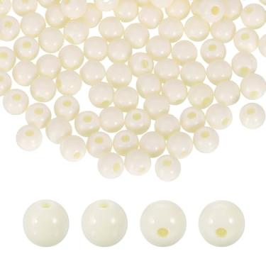 Imagem de HARFINGTON 100 contas redondas de acrílico branco cremoso, 6 mm de diâmetro, furo de 1,9 mm, bolas lisas de resina plástica, contas soltas para fazer joias, pulseiras, colar, brincos, faça você mesmo