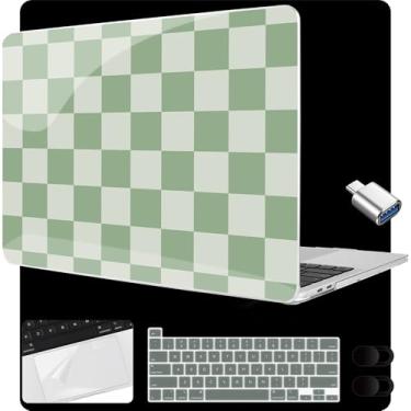 Imagem de MEEgoodo Capa para MacBook Pro de 13 polegadas 2022 2021 2020 A2338 M2/M1 A2251 A2289 com Touch ID, capas rígidas transparentes para laptop com capa para webcam, filme trackpad e adaptador tipo C