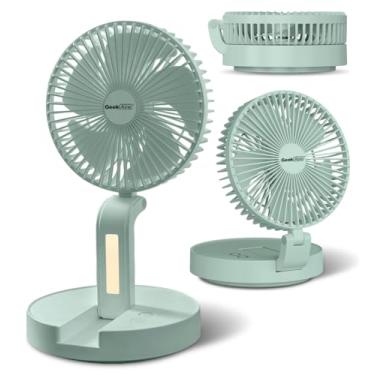 Imagem de Geek Aire Ventilador de mesa pequeno e silencioso, recarregável por USB de 35,5 cm com bateria de 4000 mAh verde