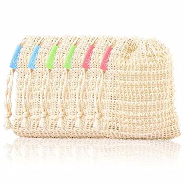 Imagem de 6 sacos de sabonete Sisal Natural Malha Esfoliante Bolsa de Sabonete, 6 pack