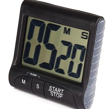 Imagem de Ymiko Timer de Cozinha Digital Forte ímã Forte Traseiro Hole Suspenso Alarme Alto Alarm Grande LCD Exibir Relógio de Cozinha para Gerenciamento de Tempo Timer de Ovo (Preto)