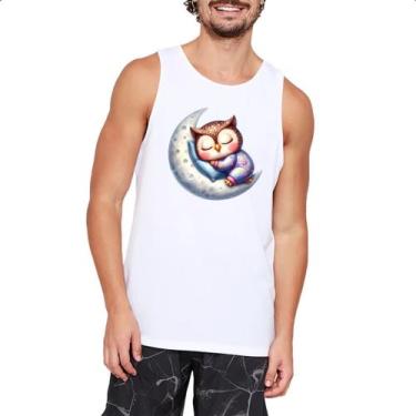 Imagem de Camiseta Regata Cute Coruja dormindo na Lua - Alearts, EG