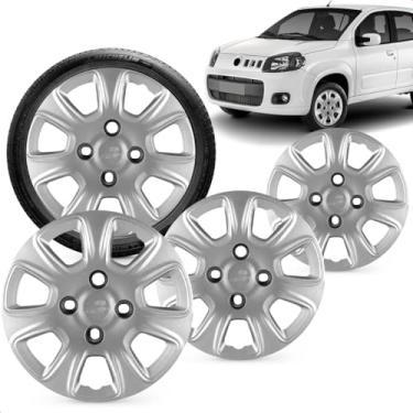 Imagem de Kit 4 Calotas Uno Vivace 11 A 13 Aro 13 Prata Cubo Baixo Grid