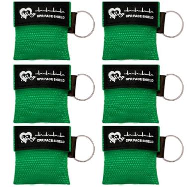 Imagem de ifory Chaveiro De Bolso Para Máscara Rcp Com 6 Unidades, Protetor Facial Válvula Unidirecional E Barreira Respiratória Primeiros Socorros Ou Treinamento Socorros, Verde