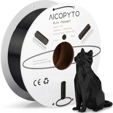 Imagem de AICOPYTO Filamento Pla Plus (Pla+) De 1,75 Mm, Mais Resistente E Forte, Para Impressora 3D, Bobina 1 Kg (2,2 Lbs), Preto, Com Probabilidade Precisão Dimensional +/- 0,02 Adequado A Maioria Das Impre