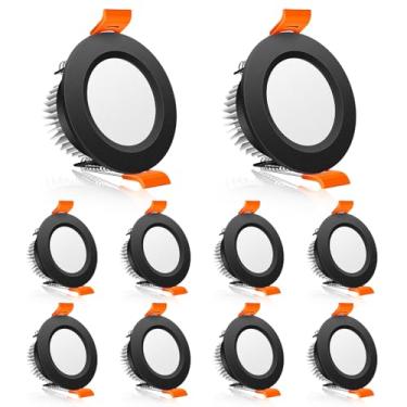 Imagem de Kit de luz descendente regulável de 5 cm, luz de teto embutida de 3 W, luz do dia 5000 K, luzes de lata de LED pretas com driver de LED, pacote com 10