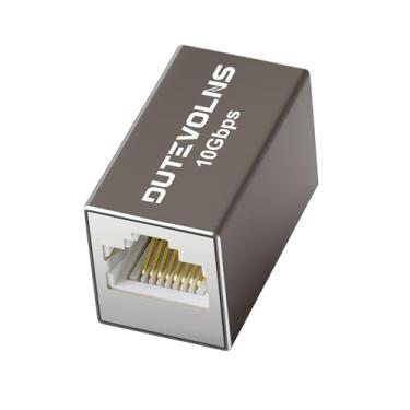 Imagem de Dutevolns Acoplador Ethernet de 10 Gbps, adaptador de expansão com revestimento de liga de alumínio, conector RJ45 fêmea para fêmea, extensor Ethernet para cabo Cat8 Cat7 Cat6 Cat5, extensão de longa