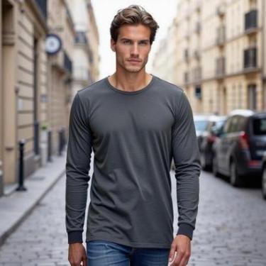 Imagem de Camiseta De Frio Manga Longa Masculina Colorida Sortidas-Masculino