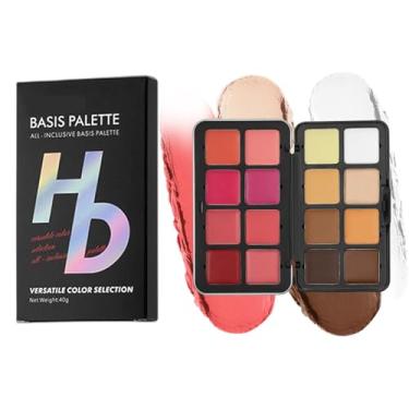 Imagem de Paleta De Blush Para As Bochechas - Paleta De Blush Em Creme E Iluminador De 16 Cores - Longa Duração Resistente à Água Corretor Iluminador para Mulheres Maquilhagem Facial Natal Casamento Festa