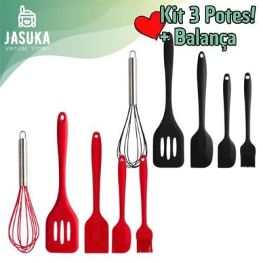 Imagem de Kit Utensílios de Cozinha de Silicone 5 Peças Pincel Espátula Batedor 
