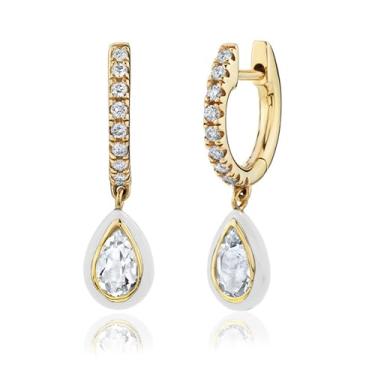 Imagem de Bi&Yamigeo Brincos de argola de strass dourados, mini revestimento esmaltado, oval, pingente, pingente, pingente de gota, joia para mulheres, Latão, Sem pedra preciosa