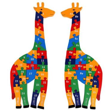 Imagem de Quebra-cabeça Brinquedos de madeira Oxford Wooden Giraffe 41 cm 3 anos